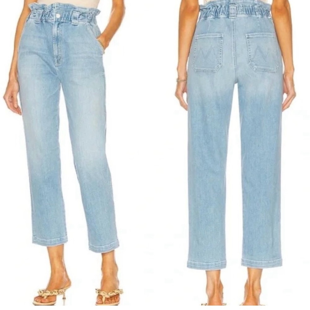 MOTHER jeans The Yoyo Ruffle Greaser Ankle size 31 Light Wash Straight Leg